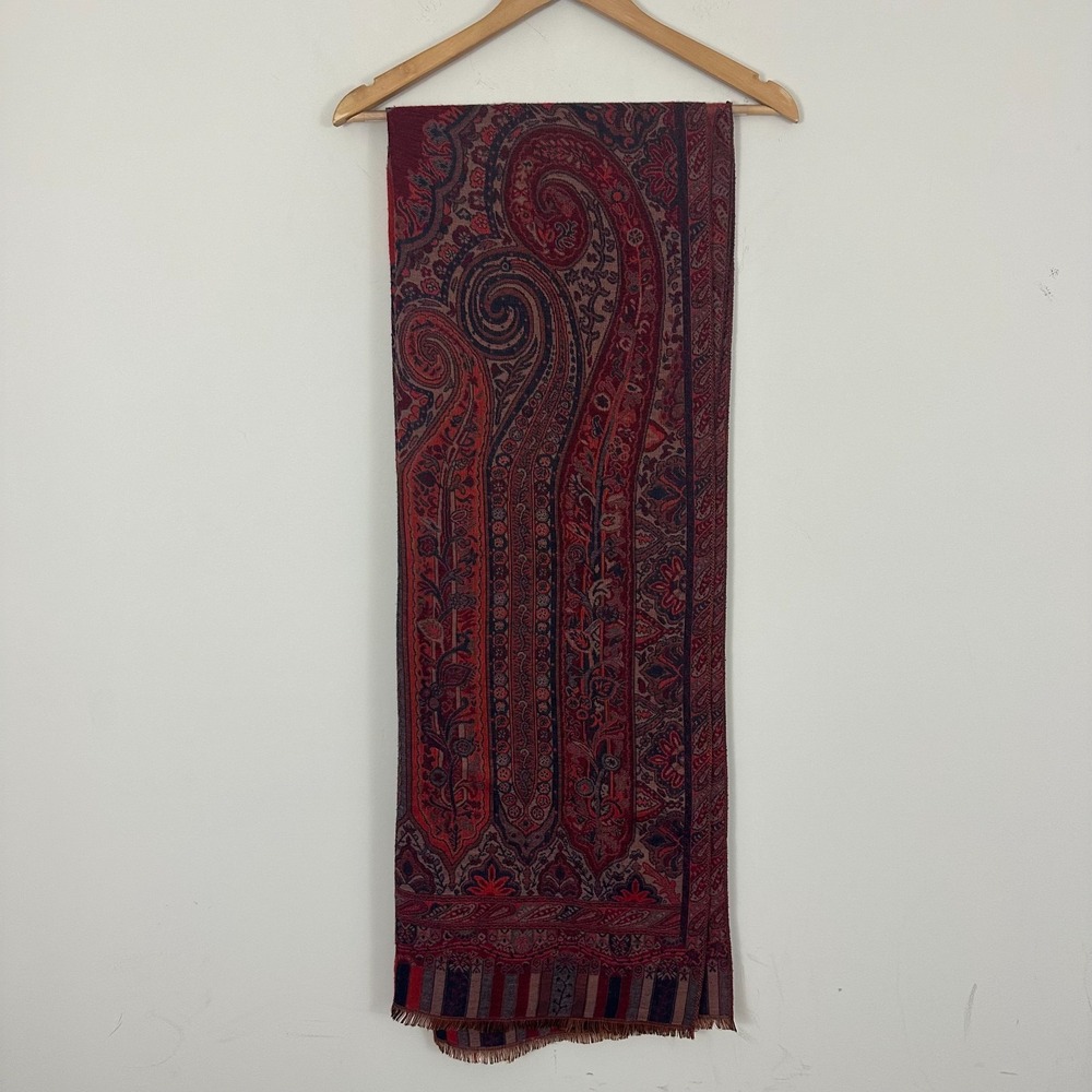 Scarf Multicolor Paisley Fringe Woven Winter Fall Bohemian Wrap Womens One Size